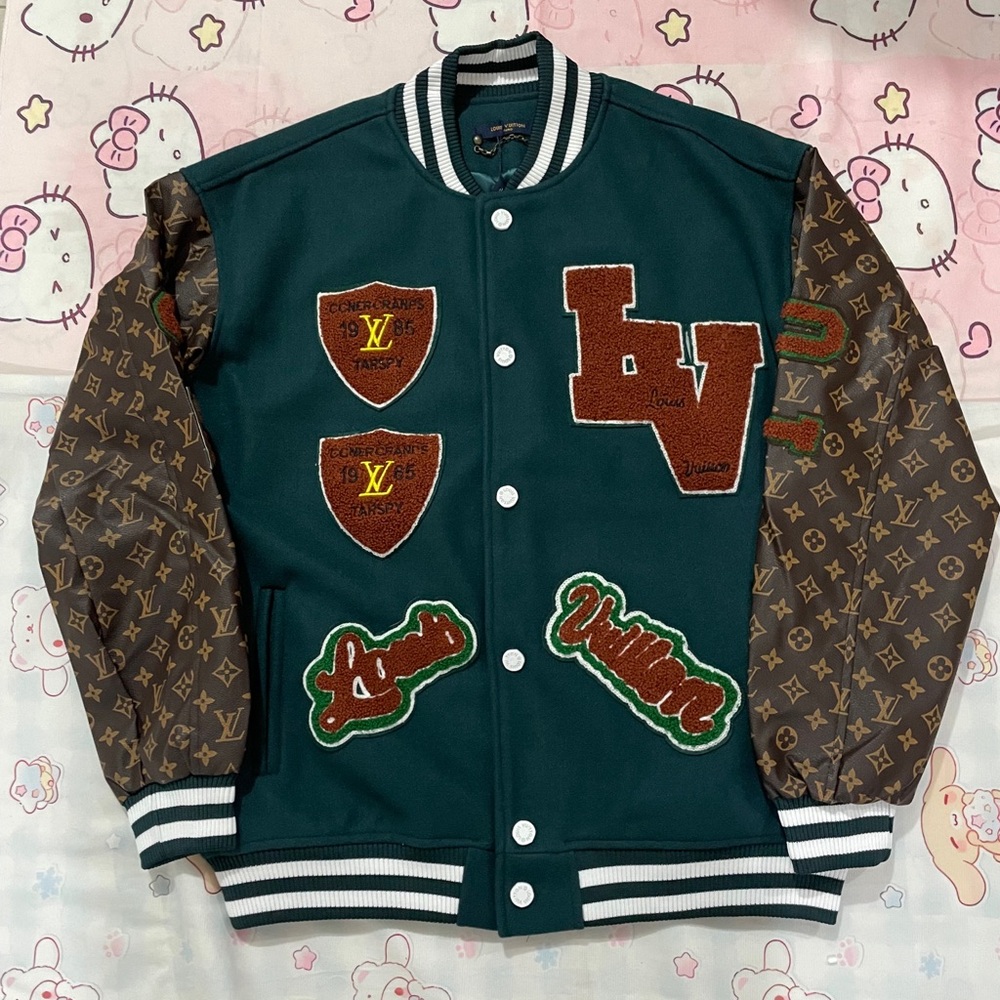 Louis Vuitton Green & Brown Monogram Varsity Jacket